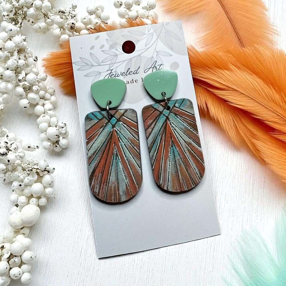 Hand-Painted Showgirl Spotlight Wood Earrings - Concert Ready - Taylor S